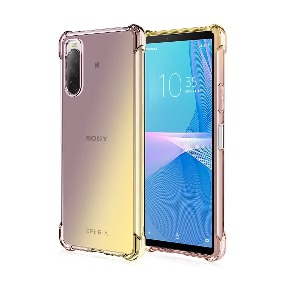 Coin Photo HONLEN Coque Pour Smartphone, Compatible With Sony Xperia 5 IV Étui, (6.1" Inches) Transparente Dégradée TPU Silicone Quatre Coins Renfort D'angle Case Xperia 1 Iv