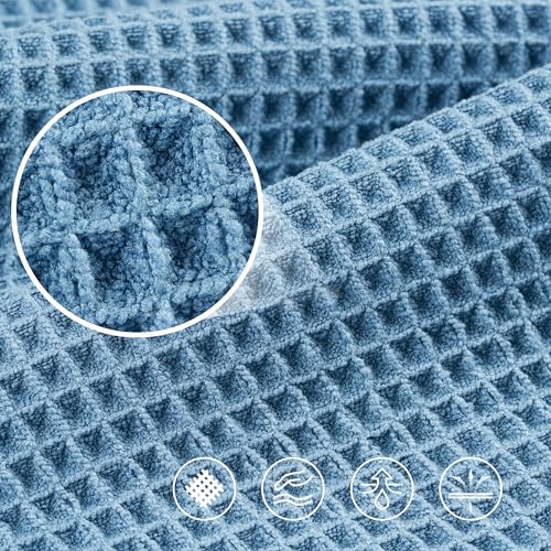 Image of POLYTE 430 GSM Polyester Polyamide Microfiber Oversize Quick Dry Lint Free Bath Towel, 60 x 30 in, 4 Pack (Waffle Weave)