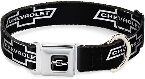 Buckle-Down DC-WCH044-WS CHAX-1965 CHEVROLET - Collar de perro a todo color negro y blanco de 13-18 pulgadas, ancho pequeño