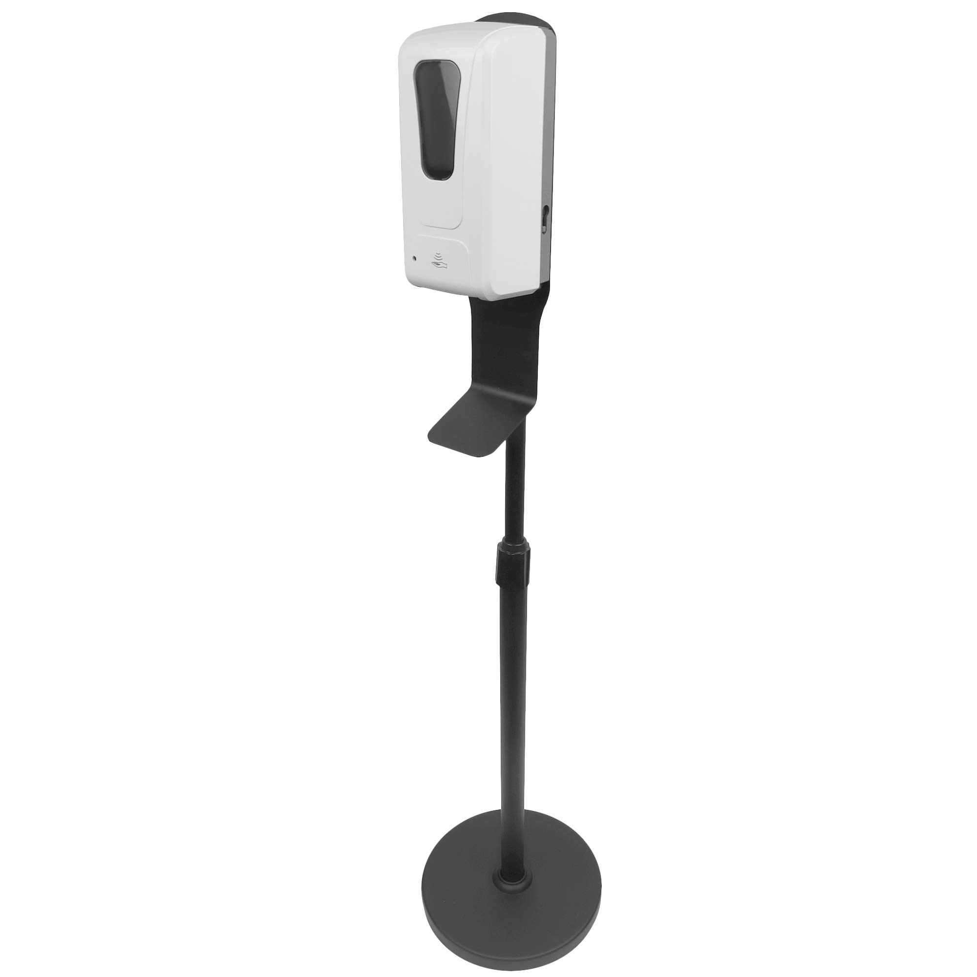 Distributeur automatique de désinfectant pour les mains avec support au sol, capteur sans contact activé mains libres, hauteur réglable, distributeur de savon rechargeable avec support, école