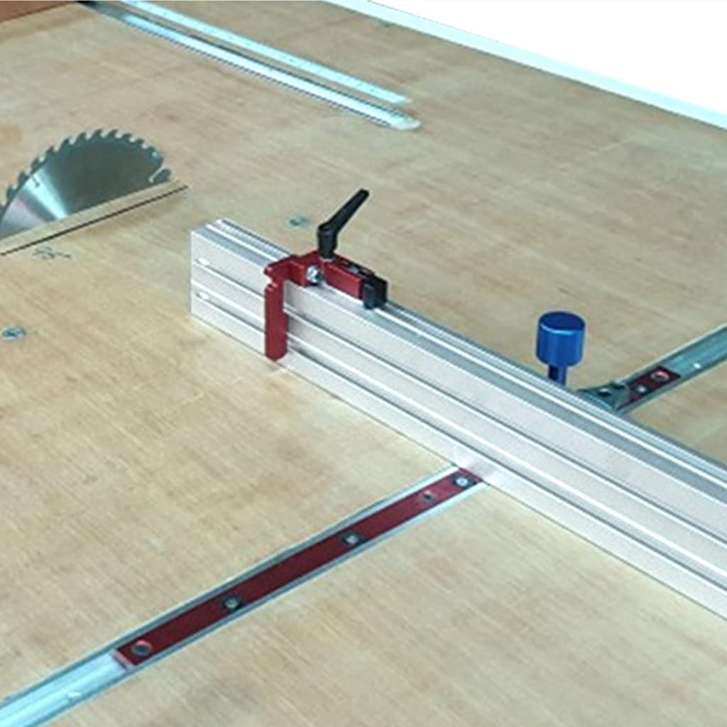 Regla de mesa de carpintero con valla de 400 mm y tope ajustable, adecuada para banda de mesa de acero