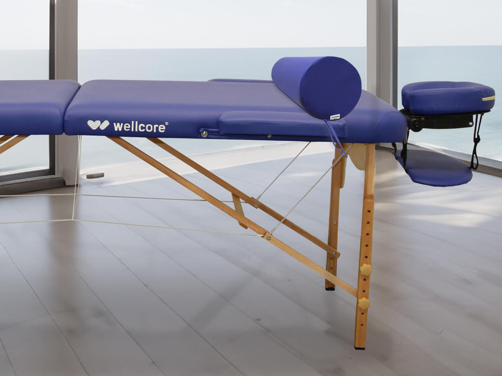 WELLCORE Cojín cilindro de masaje, 60 x 20 cm, Polipiel, Desenfundable, Rellenos de Espuma, para Yoga, para Fitness, para camilla de Masaje, Ergonómico, Negro