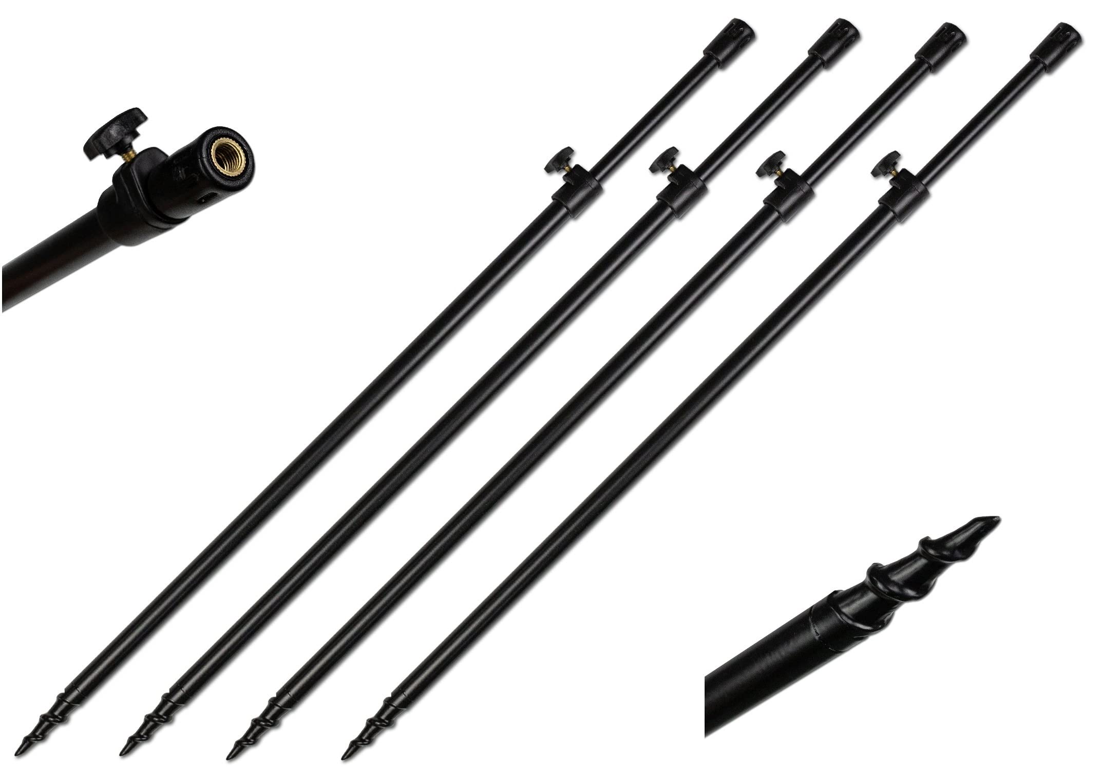 Lot De 4 Supports De Canne Télescopiques Storm Pole – 50-90 Cm, Aluminium, Filetage Anglais, Verrouillage Par Cliquet
