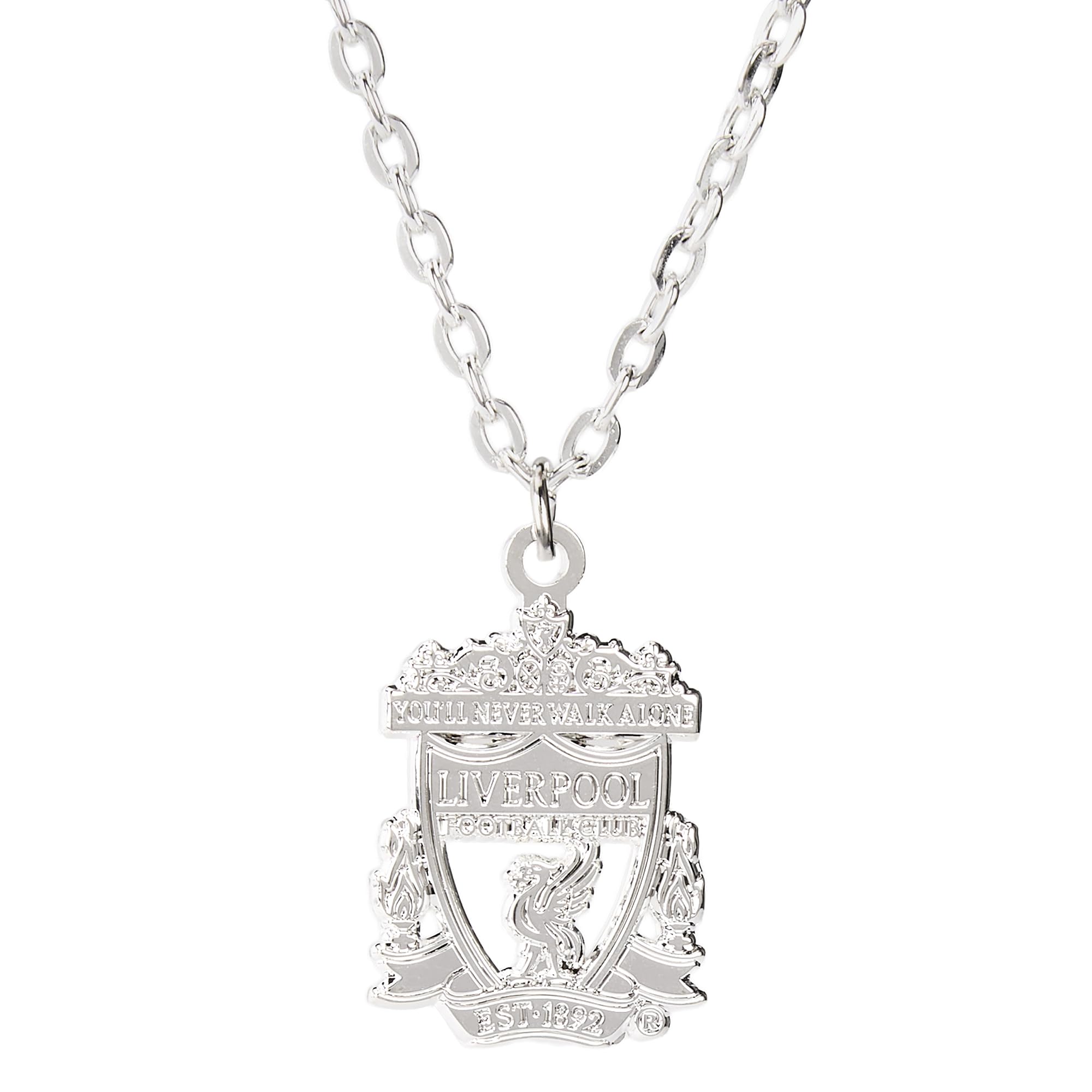 The Gift Scholars Officially Licensed Liverpool FC Crest Pendant Necklace, Silver Plated Chain, Men's LFC Accessory