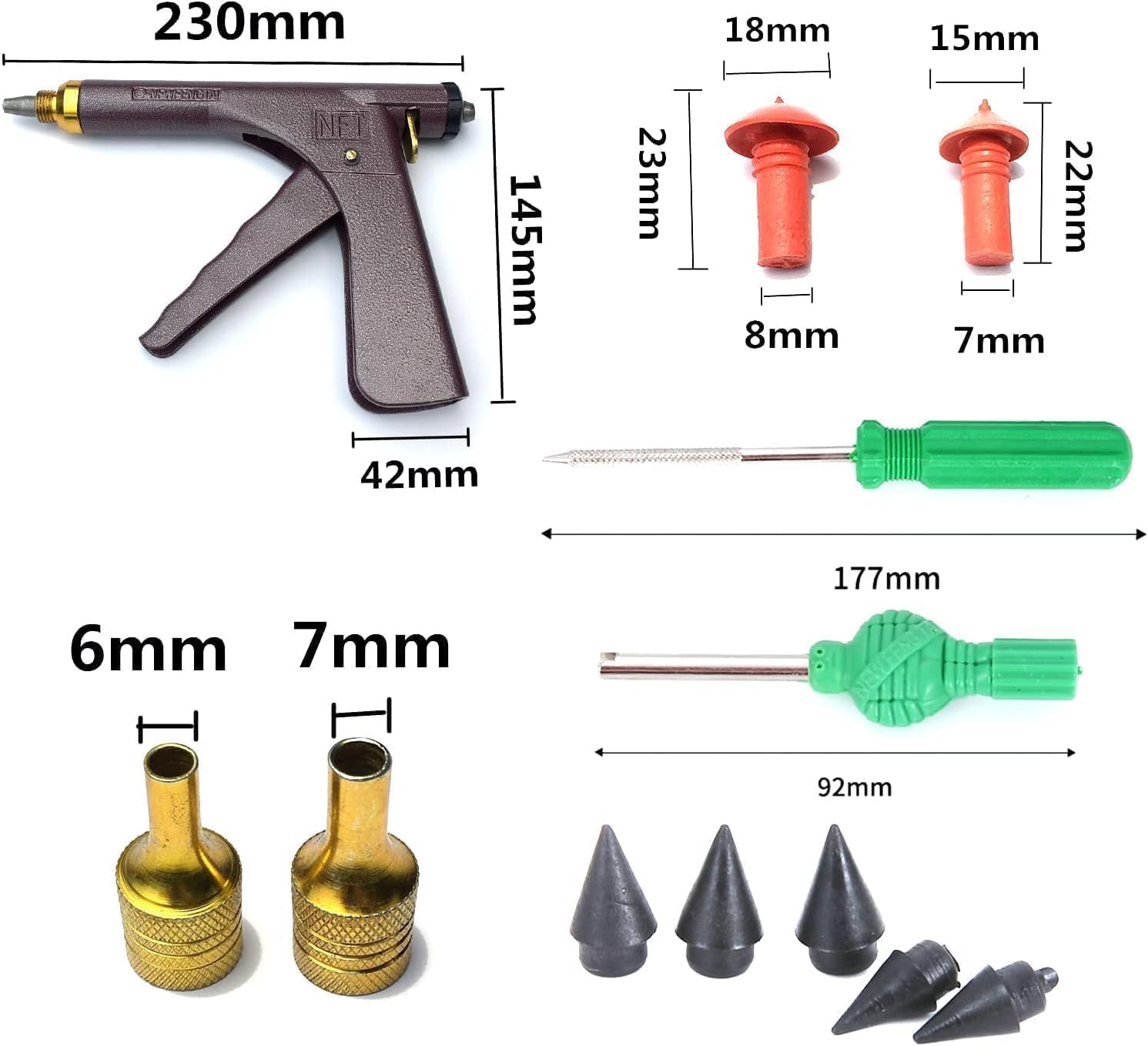 Tire Repair Kits, Tire Pluger Motorcycle Tubeless Vacuum Tire Plugger Repair Tool Kit with 32PCS Rubber Plugs Tire Plug Gun Kit with Mushroom Plug for Motorcycle Dirt Bike ATV Lawn Mower