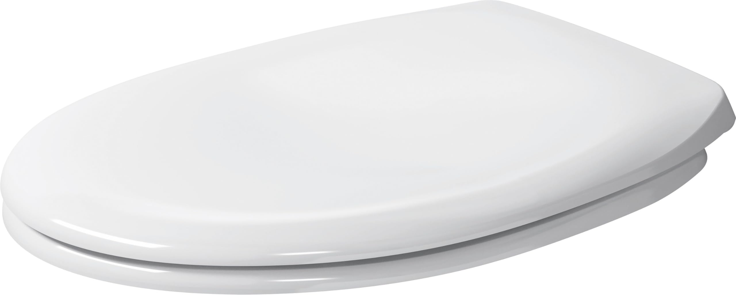 Duravit Universal tapa WC, asiento de inodoro de urea duroplast, tapadera wc con bisagras de acero inoxidable, tapa de wc en forma de D, tapa de inodoro blanco