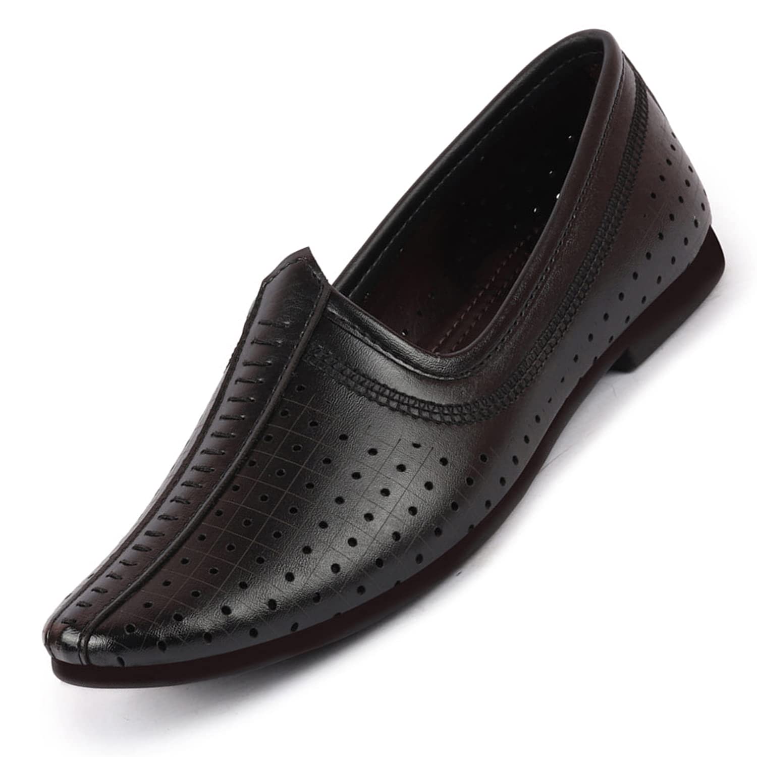 FAUSTO FST FOSME-2042 BLACK-43 Mens Black Laser Cut Stitched Ethnic Party Slip On Juttis and Mojaris (9 UK) (B0BZ52BVYW) Amazon Price History, Amazon Price Tracker
