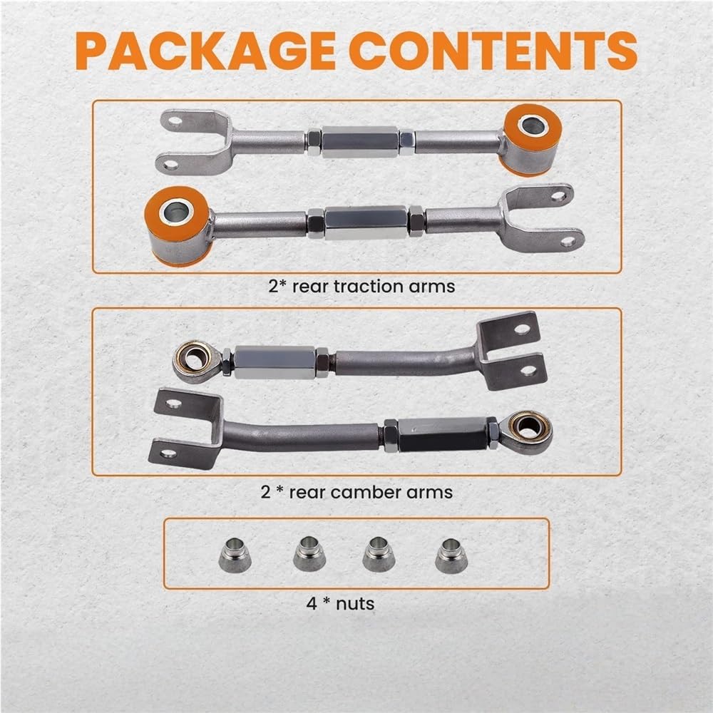Kit braccio camber posteriore regolabile for carichi pesanti + kit di trazione punta compatibile for Nissan 350Z 2009