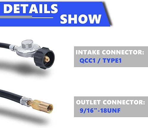 Miniatura 3 de Manguera reguladora de propano de 6 pies, adaptador de gas Blackstone para plancha de mesa Blackstone de 17 pulgadas22 pulgadas, plancha de gas BOSS