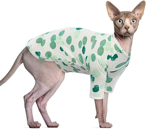 Bonaweite Chaleco de gatos sin pelo, transpirable, adorable ropa de algodón, pijama de gato para Sphynx, Cornish Rex, Devon Rex, Peterbald