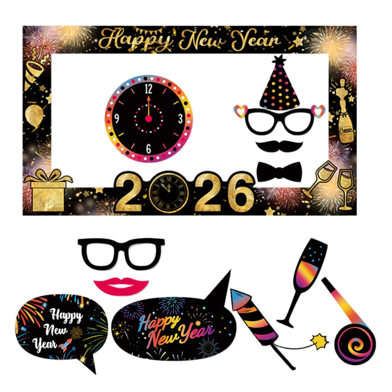 Accesorios para fotos de Nochevieja 2026 perfectos para celebraciones familiares en casa
