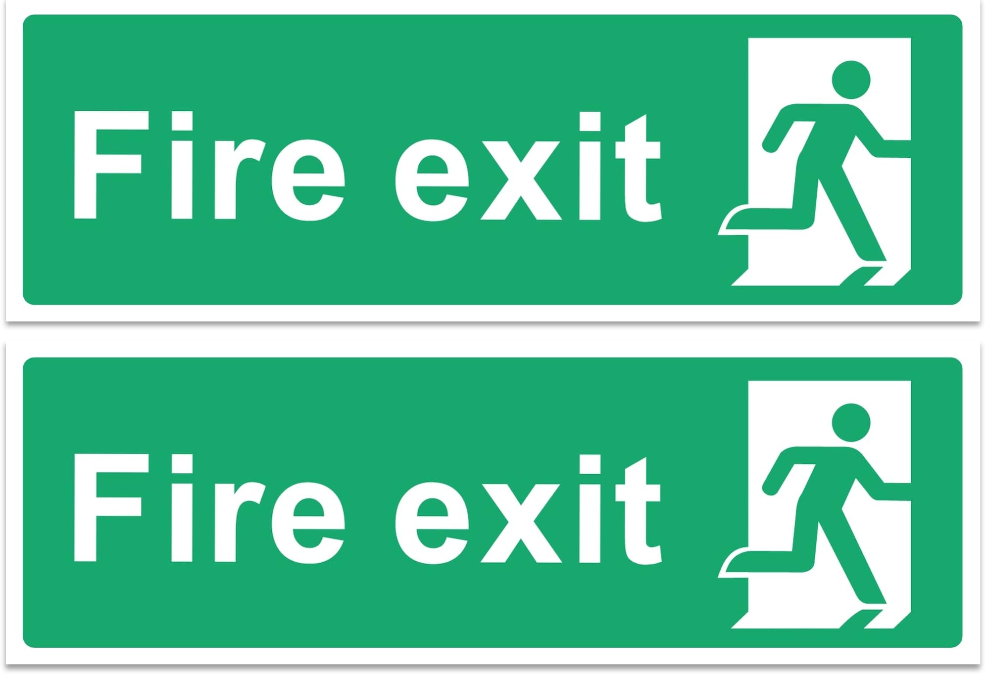 Rubigo – 1/2/4/6 Pack Fire Exit Sign - No Arrow – Safety Signs - 30x10cm Self Adhesive Vinyl Sticker, Easy Application Fire Door Emergency Exit Signage (2)