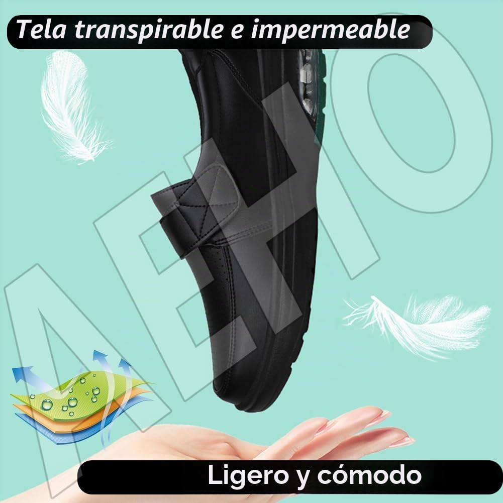 AEHO Zapatillas Cómodas Ancho Especial Cuero PU Zapatos ortopédicos Deportivos para Caminar para Mujer Zapatillas al Libre Zapatillas ortopédicas para Mujer,Negro,42/260mm