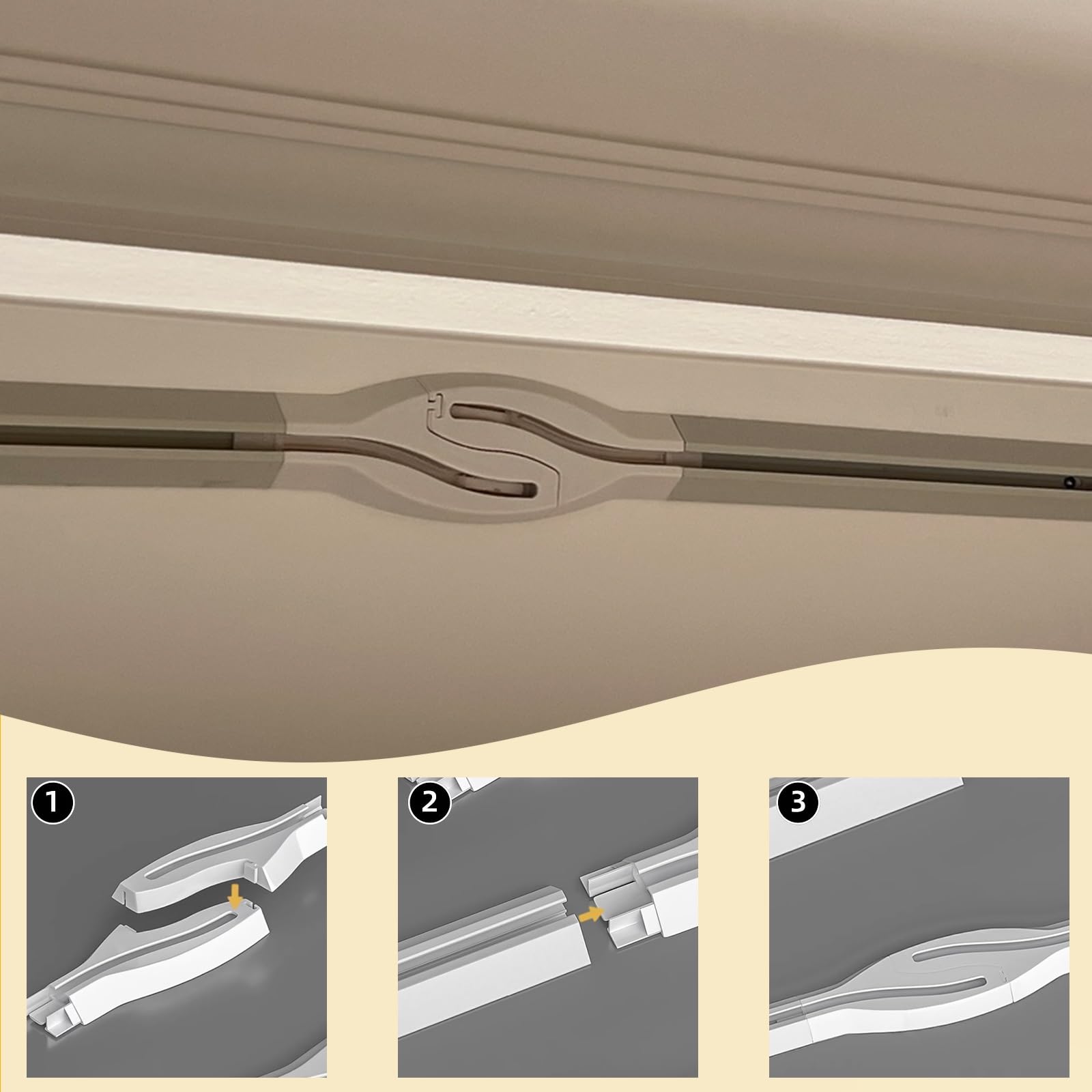 Asta bianca senza trapano, 100-400 cm, regolabile, in alluminio, montaggio a soffitto per divisori, bagno, spogliatoio (bianco, 400 cm)
