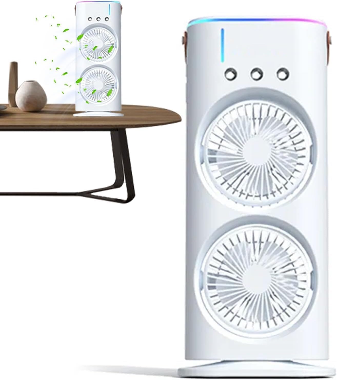 Drumstone 𝐃𝐈𝐖𝐀𝐋𝐈 𝟏𝟓 𝐘𝐄𝐀𝐑𝐒 𝐆𝐔𝐀𝐑𝐀𝐍𝐓𝐄 Portable Mini Air Conditioner - Quiet USB Cooling Fan with 3 Speeds, Timer, Mist, 360° Adjustment, and LED Light 𝐆𝐢𝐟𝐭 -𝐖𝐡𝐢𝐭𝐞-image-48