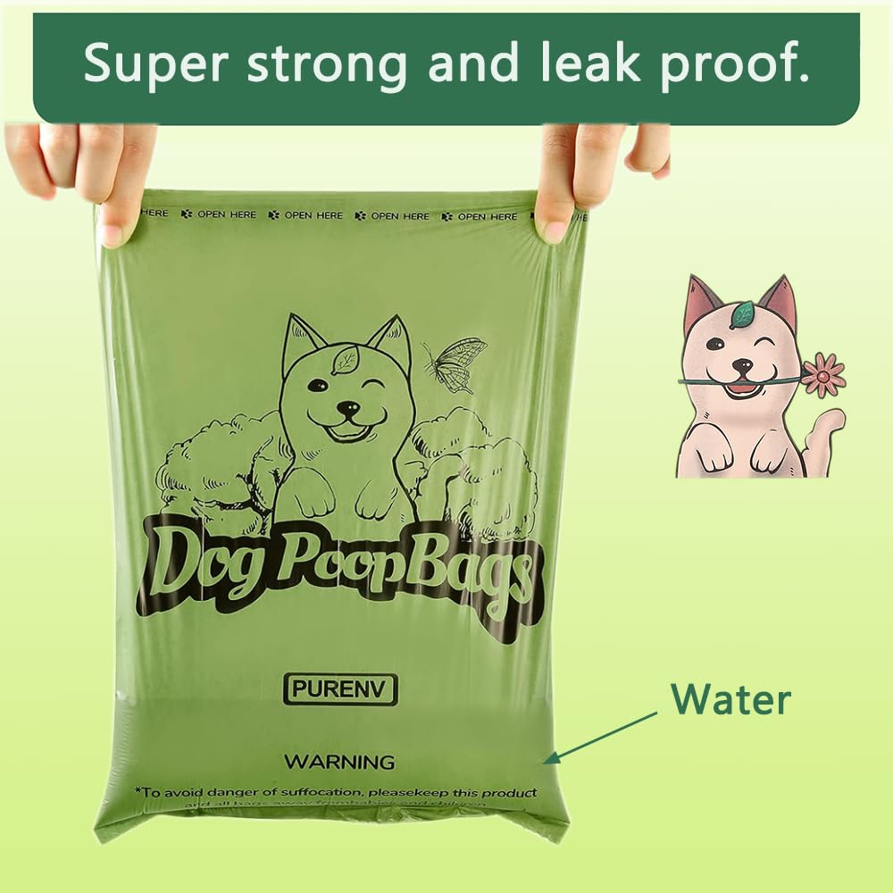PURENV Biodegradabili Sacchetti Cane, Sacchetti per Cani, Extra Spesso a Prova di perdite, Sacchetti Cane Fatti da Miscela di Amido di Mais (270 Sacchi)