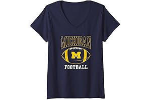 Womens University of Michigan Wolverines U of M Football Ball V-Neck T-Shirt