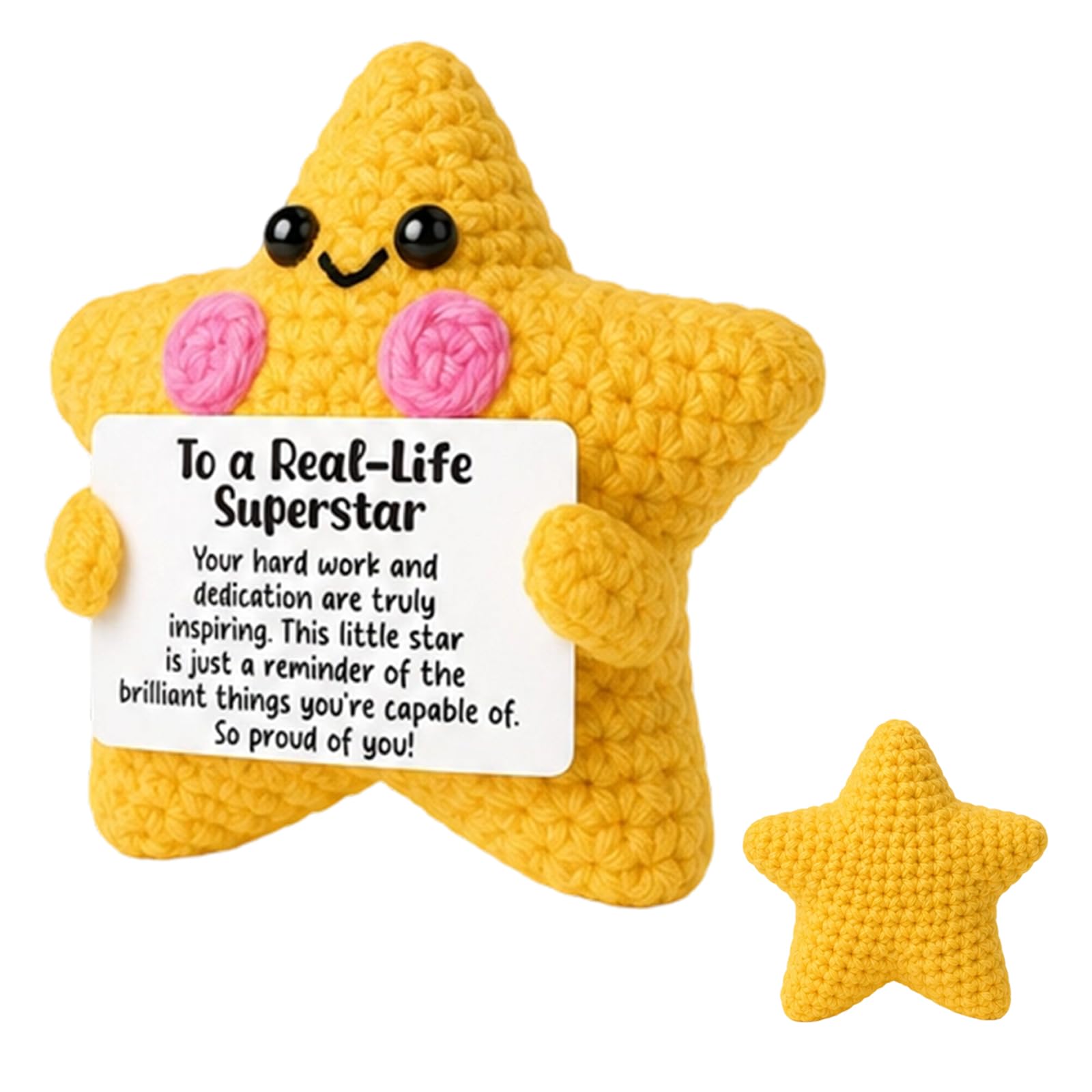 WsiQxuc Proud of You Gifts, Well Done Gifts for Workplace Encouragement, New Job Gift for Career Transitions, Emotional Support Crochet Star Keepsake, Congratulations Gift for Academic Achievements