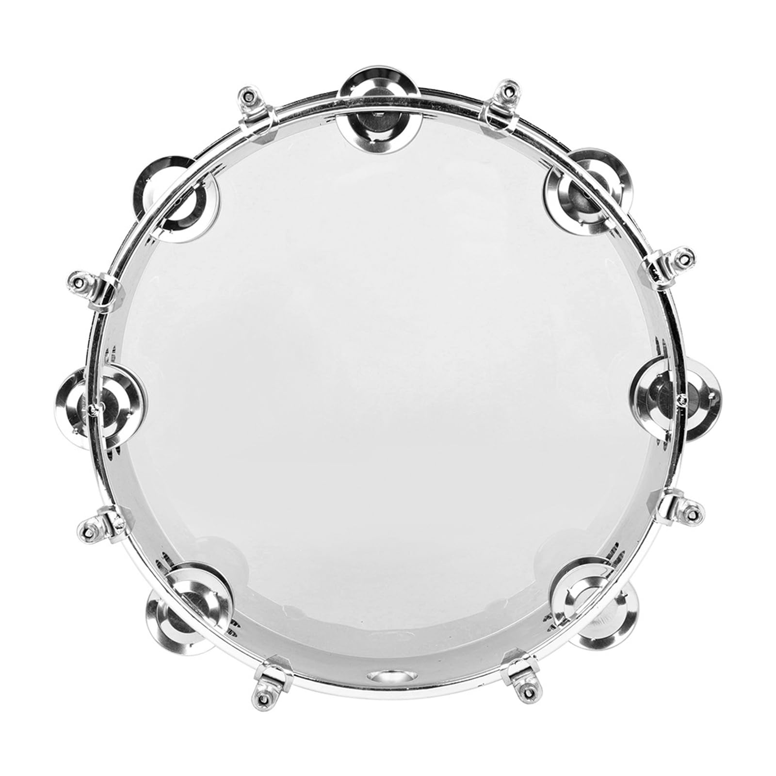 Tambourin musical rond à double rangée de 25,4 cm avec cloches en métal et poignée ergonomique