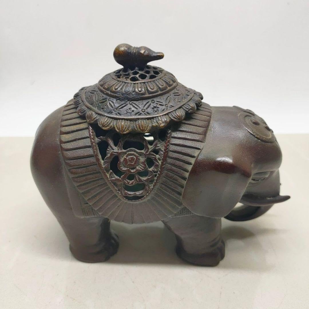 Amazon｜めでたい如意銅象 香炉 銅香炉 工芸品 美術品 置物｜仏壇用 