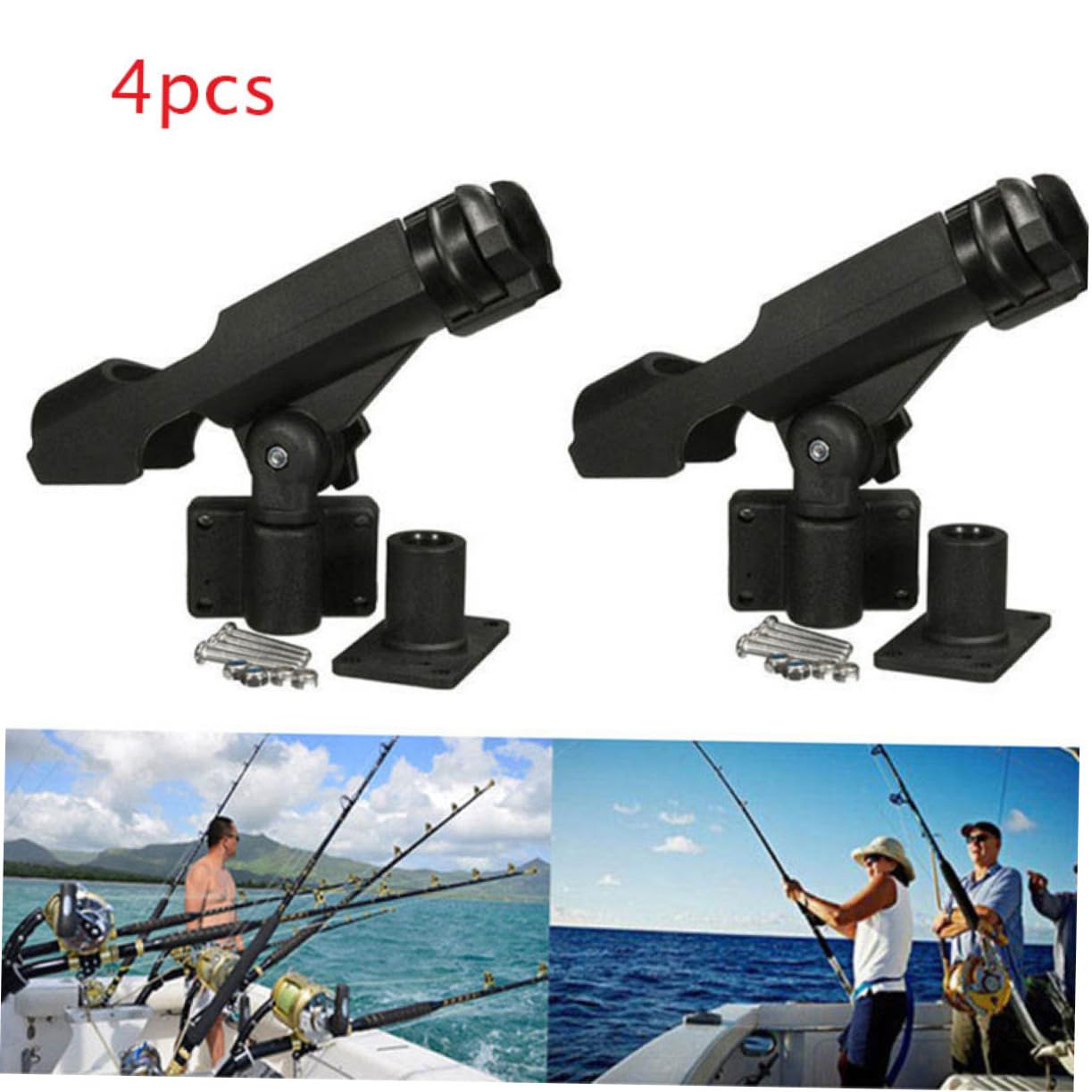 YARNOW Supporto Per Canna Da Pesca Per Kayak/yacht 4 Pezzi Staffa Girevole Viti in Acciaio Inossidabile Facile Installazione Nylon Accessorio Per Barca