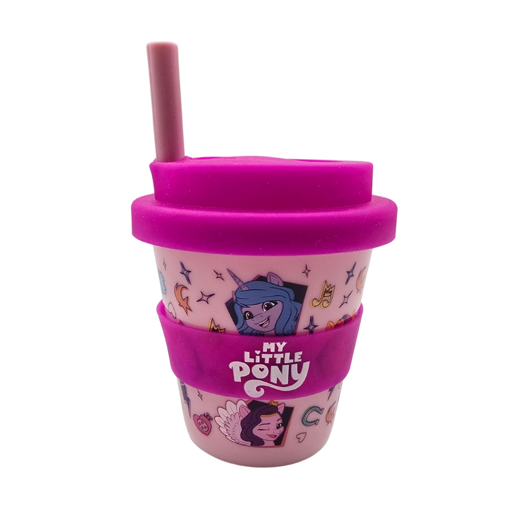 HOX My Little Pony Babyccino Travel Cup for Kids, 100ml Reusable Cold Drink Cup with Soft Silicone Lid & Straw, BPA-Free