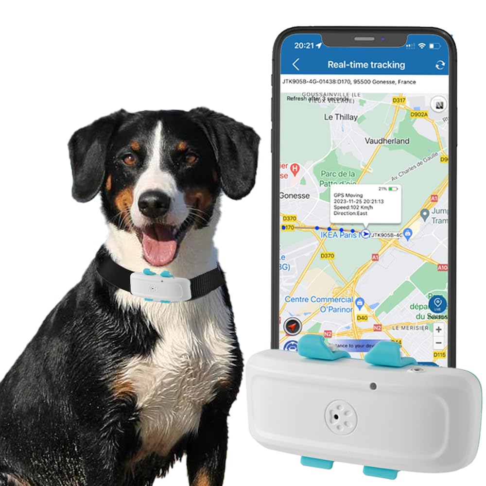 Collar GPS para Perro Gato con Tarjeta sim rastreador GPS Perro sin suscripción Collar Luminoso para Perro vocalización Luminosa Impermeable número de Pasos estadísticas WINNES TK911 Pro