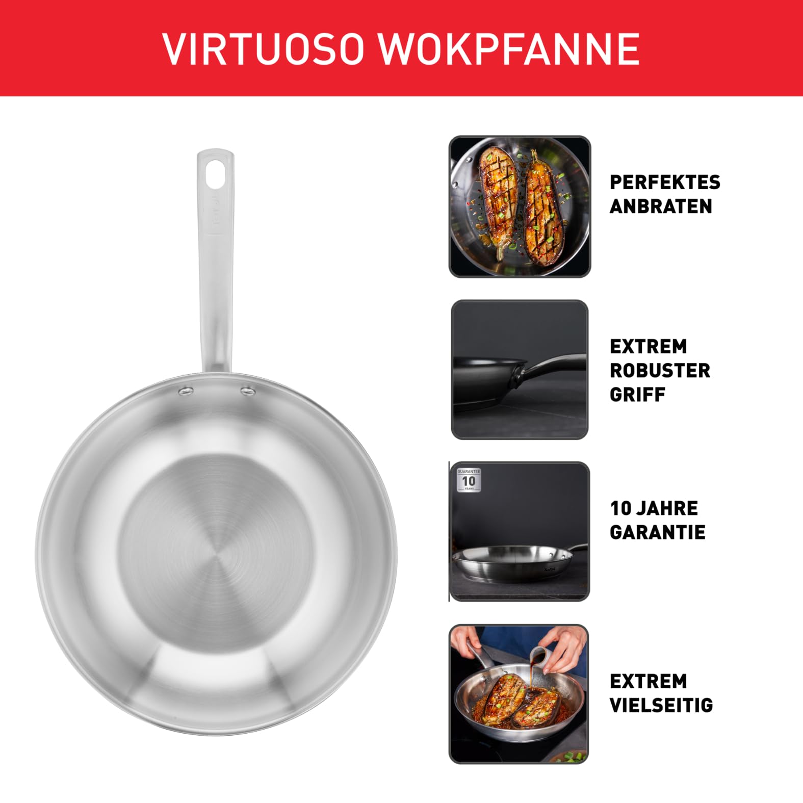 Tefal Virtuoso Wokpfanne Induktion 28 cm – Bild 2