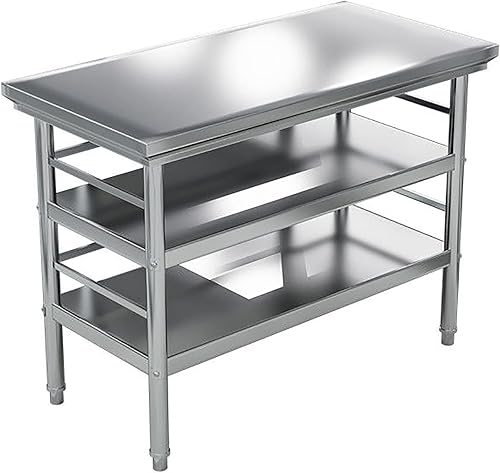 Tabla de acero inoxidable de doble capatres capas con la cerca, tabla comercial del metal de la cocina, tabla de la preparación del trabajo de acero