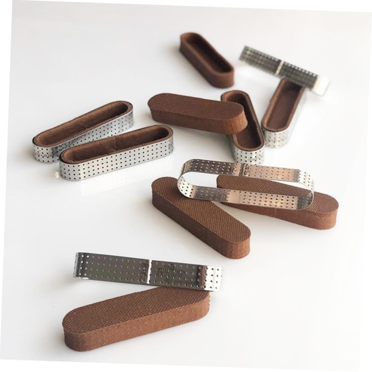 SOLUSTRE 4pcs Stainless Steel Mousse Mould Round Square Oval Rectangle Cake Baking Tools with Perforated Design for Easy Release and Versatile Pastry Creation