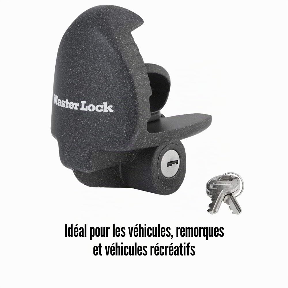 Master Lock 379ATPY Verrou d'attelage de remorque de taille universelle pour sécuriser les camping-cars, remorques à chevaux, remorques à outils et plus encore, noir