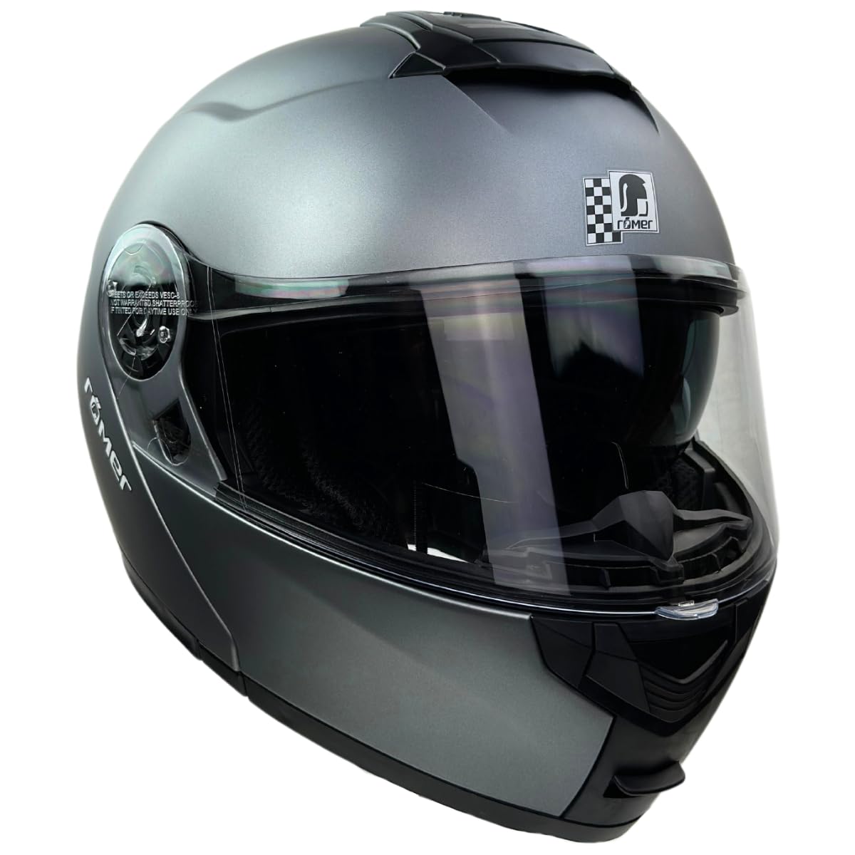 Römer Kask szczękowy do motocykla RR20770 z wizjerem przeciwsłonecznym, rozmiar L, kask z podwójnym wizjerem, tytan, matowy