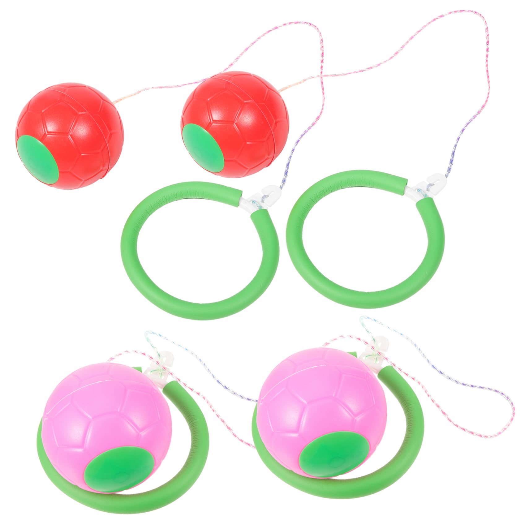 Toyvian 4 Pack Boys and Girls Jumping Ring Toy Bouncy Balls for Boys and Girls Single Foot Ball Fitness Equipment Birthday