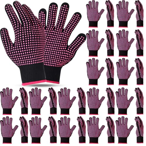 Image of Riyiper 15 Pairs Heat Resistant Gloves for Sublimation, Gloves for Heat Press with Silicone Bumps Applies to Resistant Work, Hair Styling, Universal Fit Size (Pink)