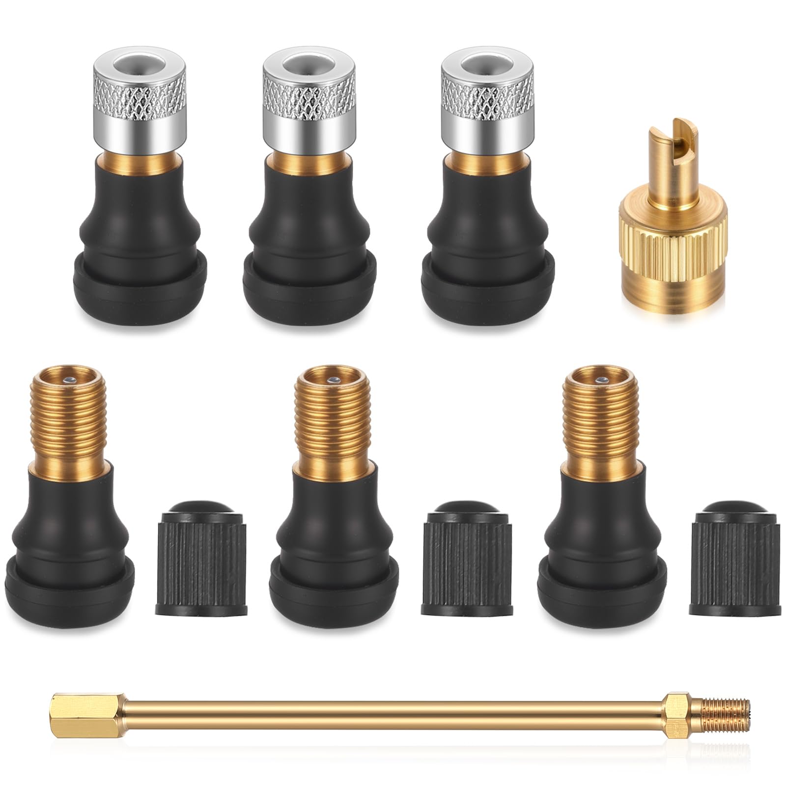 zrfgbxim 7 Pcs Válvulas Tubeless para Patinete Eléctrico, Adaptador Inflador Válvulas, Adaptador de Extensión de Válvula de Neumático para Patinete eléctrico Accesorios