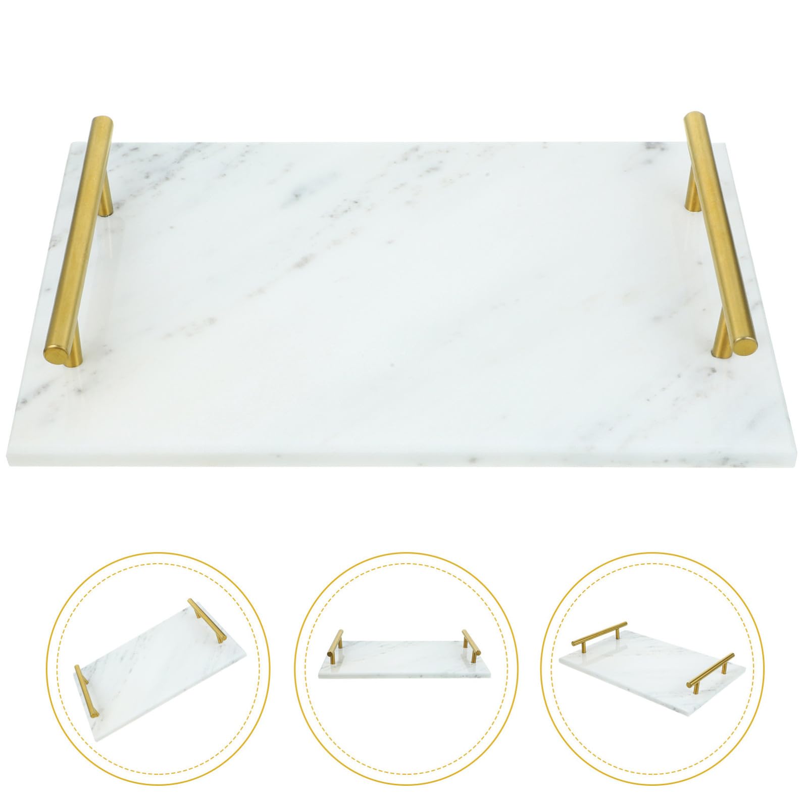PRETYZOOM Vassoio Design e Multifunzione con Manici in Lega in Marmo Bianco Leggero e Resistente, per Snack e Dolci, per Domestico e Feste