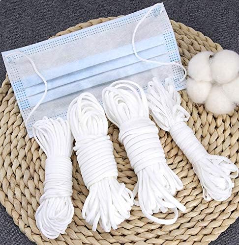 AMIATCH Elastic Cord String Strap for Swing White Earloop Round Tie Rope Ears Holder for Handmade DIY 1/8 Inch(3mm) Width
