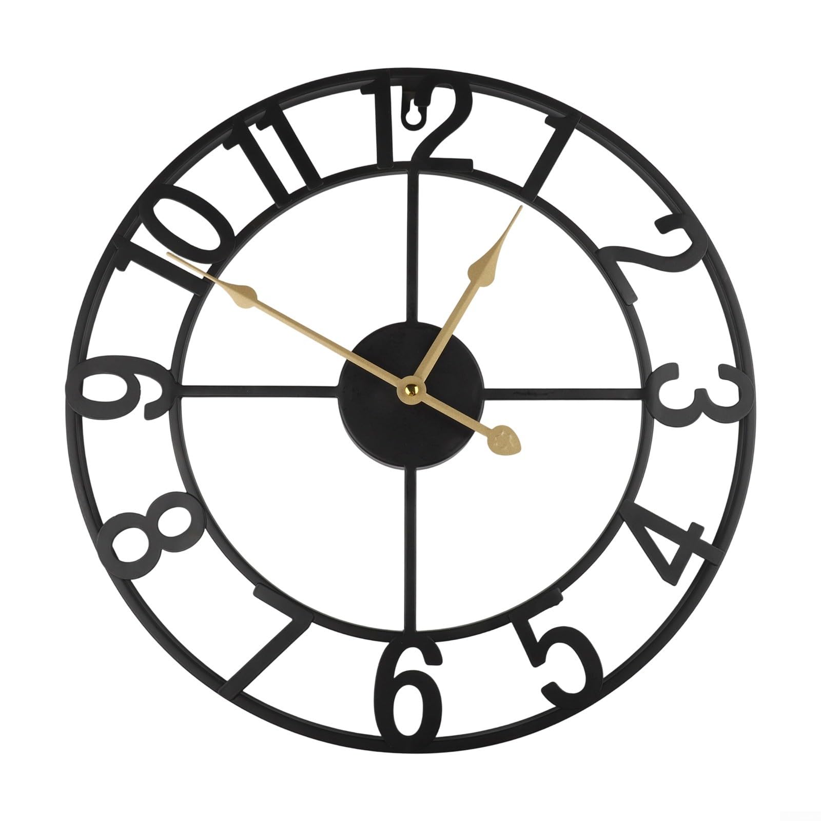 HpLive Vintage Metall Wanduhr Für Außenbereich Wetterfest Große Ziffern Leises Uhrwerk Für DEKO Für Garten Terrasse Hof Farmhaus Stilvoll Schwarz Oder Gold 34 cm，Outdoor Uhr Garten Wasserfest(G)