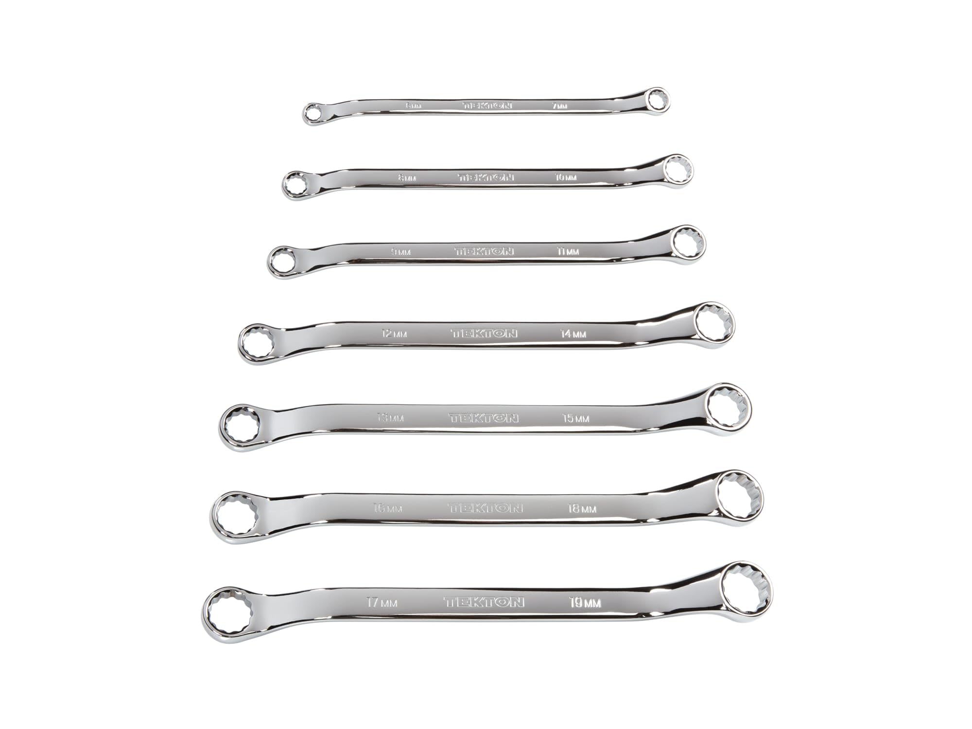 Clé polygonale contre-coudée 45° TEKTON jeu de 7 pièces métriques 6 à 19 mm