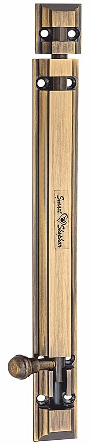 Smart Shophar Brass Royal Tower Bolt 10 Inches Antique Pack of 1 / Decorative Hardware/Vintage Style/Convenient Assembly/Durable Construction/Suitable for Doors, Cabinets