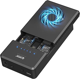 NVMe M.2 Duplicator Dual-Bay Clone Enclosure, Tool-Free USB to NVME Adapter with Cooling Fan, 10Gbps Docking Station NVMe Enclosure Support Offline Cloning and Duplicator for M2 2230/2242/2260/2280