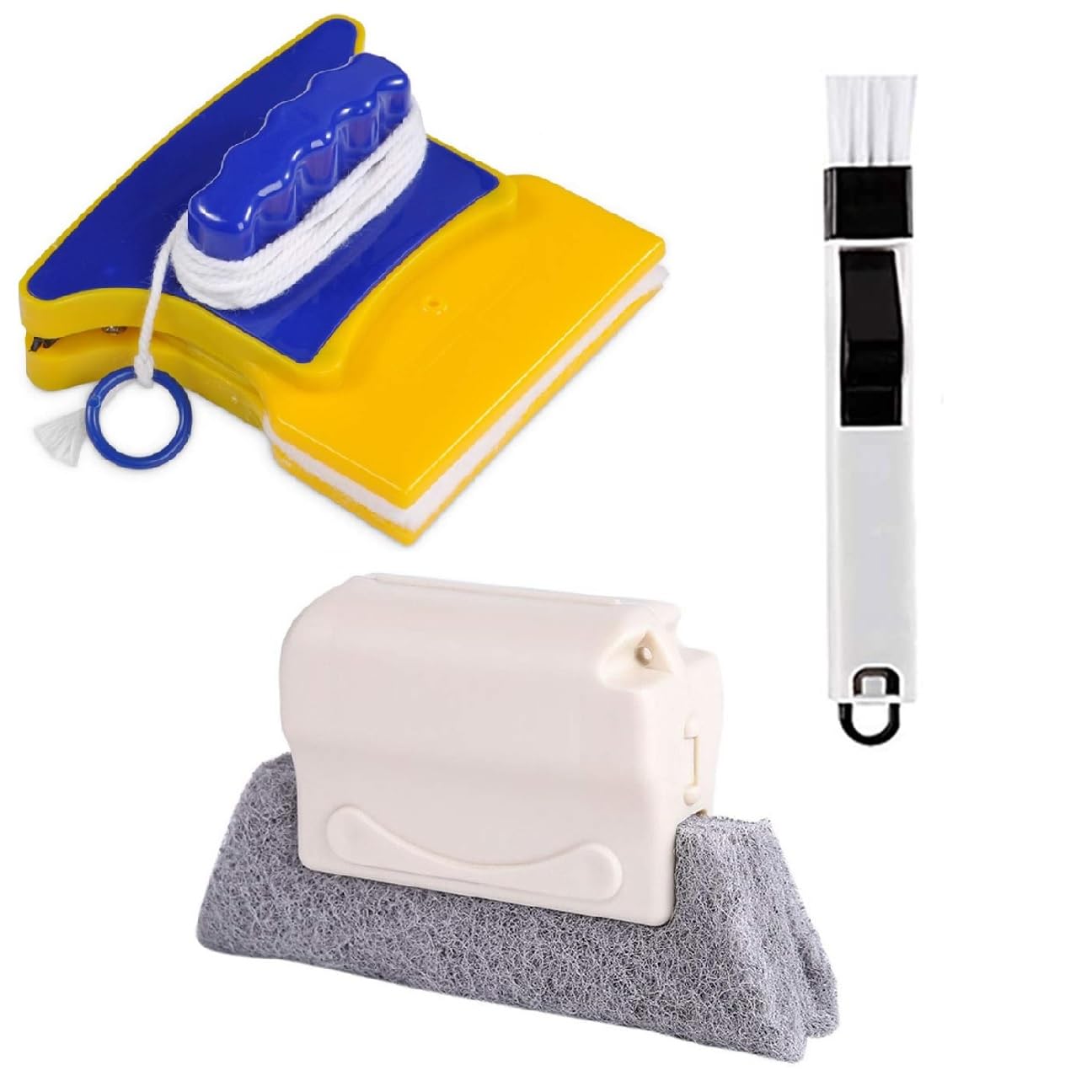 KASHPA CREATION Combo of Double-Side Magnetic Glass Cleaner Wiper, Window Groove Frame Cleaning Brush & 2 in 1 Dustpan Cleaning Brushes for Sliding Door, Sill, Tile Lines, Shutter, Car, Keyboard (B0CCYF66H8) Amazon Price History, Amazon Price Tracker