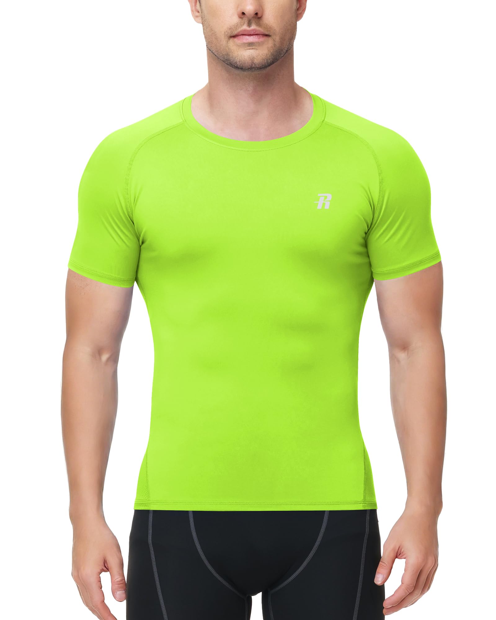 Runhit Kompressionsshirt Herren Kurzarm, Atmungsaktives Sportshirt mit Rücken Mesh, Schnelltrocknendes Compression T-Shirt für Fitness, Laufen & Gym