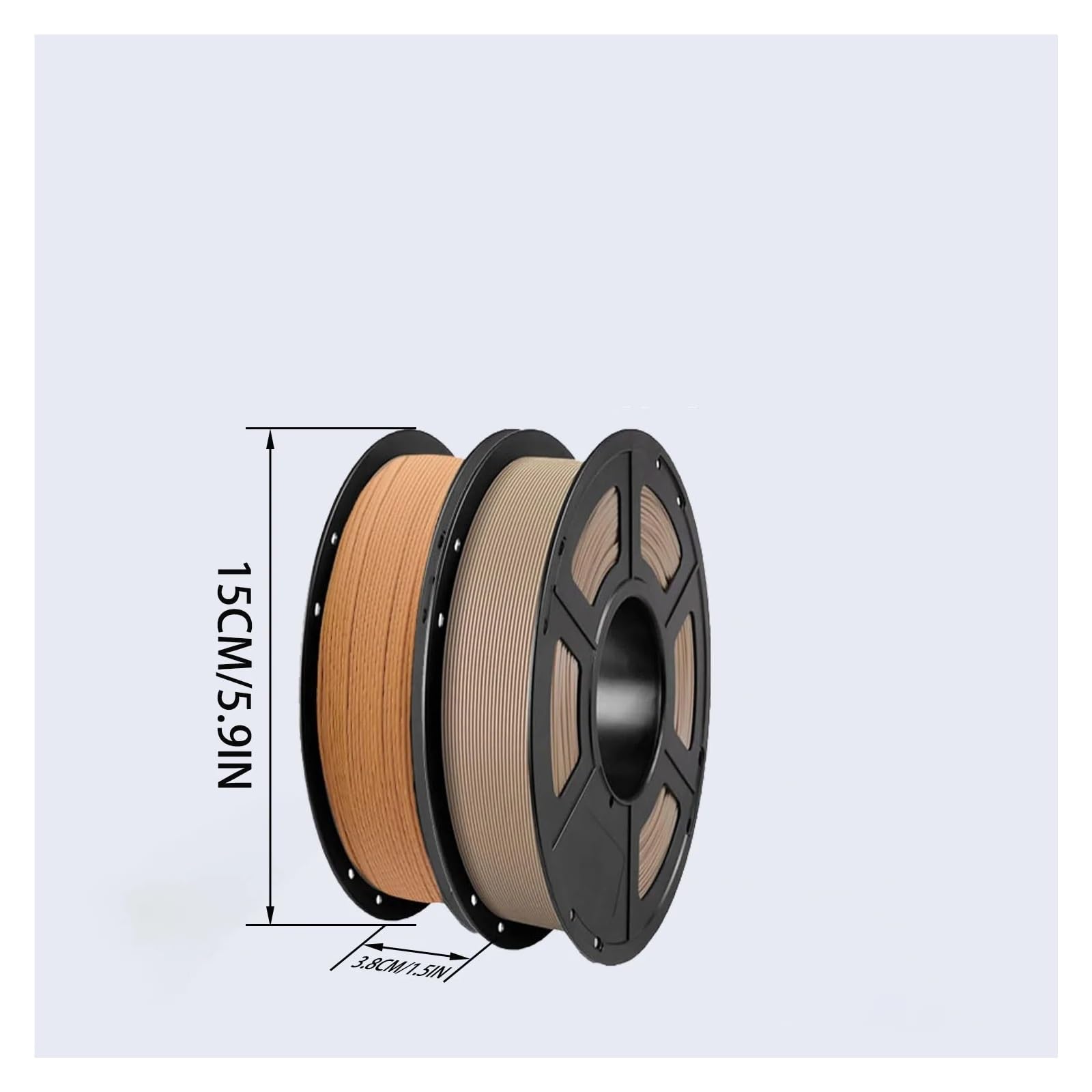 2 Packungen mit 1,75 mm Holzfarben-3D-Druckerfilament, 250-g-Spulen, Größengenauigkeit +/- 0,03 mm (helles Holz + gelbes Holz)