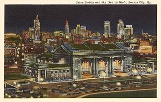 Night, Union Station, Kansas City - Vintage Image