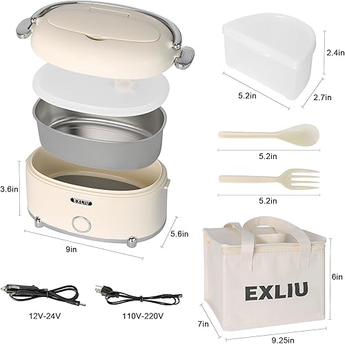 Miniatura 5 de Calentador eléctrico de almuerzo  Fiambrera térmica portátil, 1.2L, 60W, 1224110220V, para cochecamiónoficina y viajes (blanco)