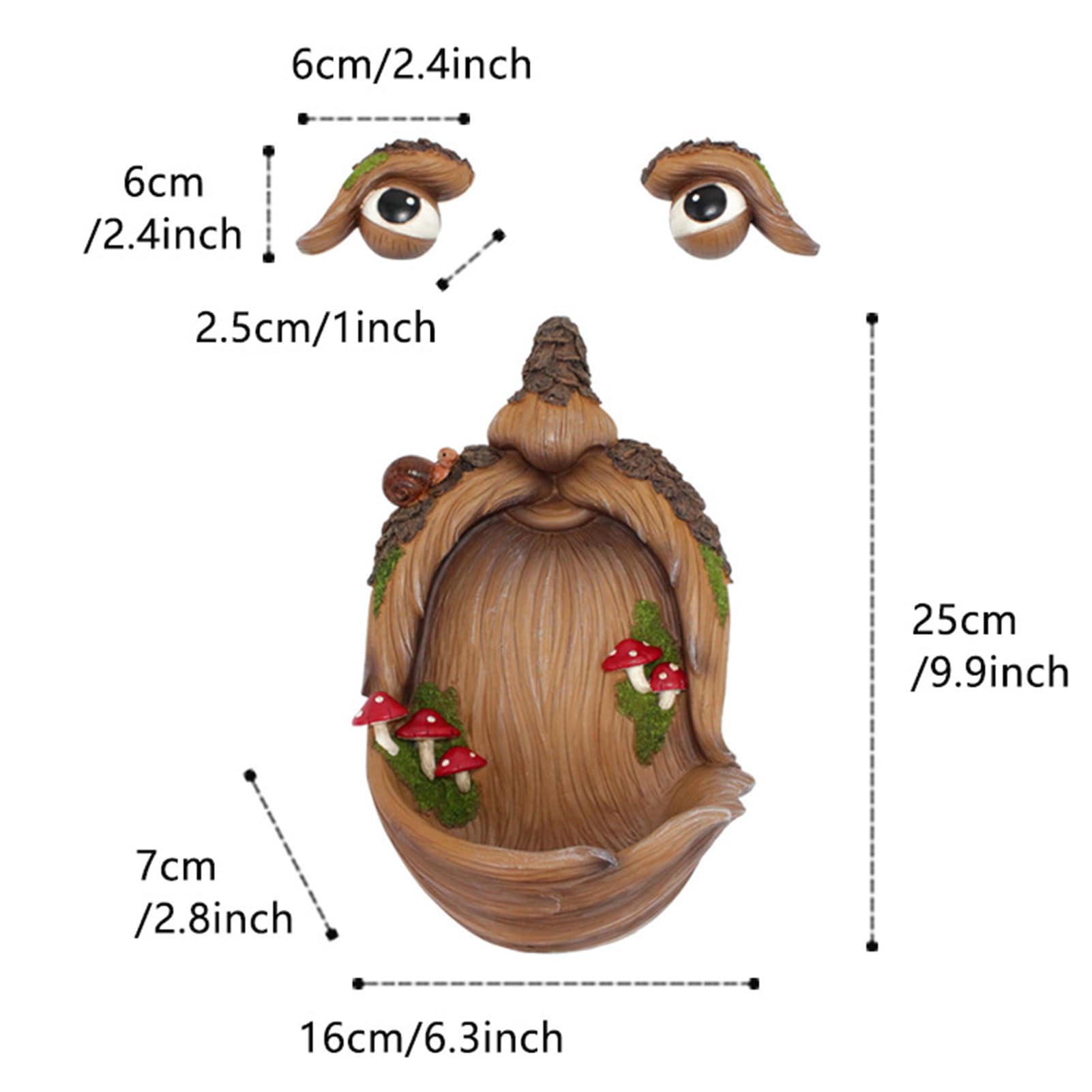 BTMIEY 3D oude man boom gezicht tuin kunst decoraties, grappige oude man gezicht sculptuur grillige boom gezicht tuin decoratie (D