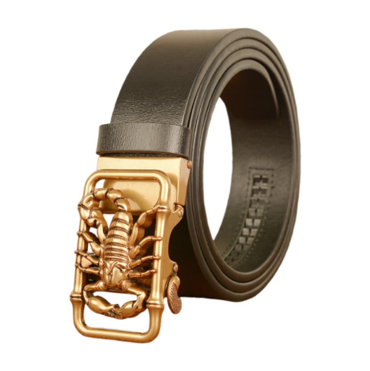 xichuangyuXCY Men's Leather Ratchet Belt Retro Dragon Buckle