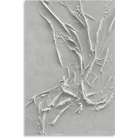 White Abstract Wall Art, Hand Painted Oil Painting for Home and Office