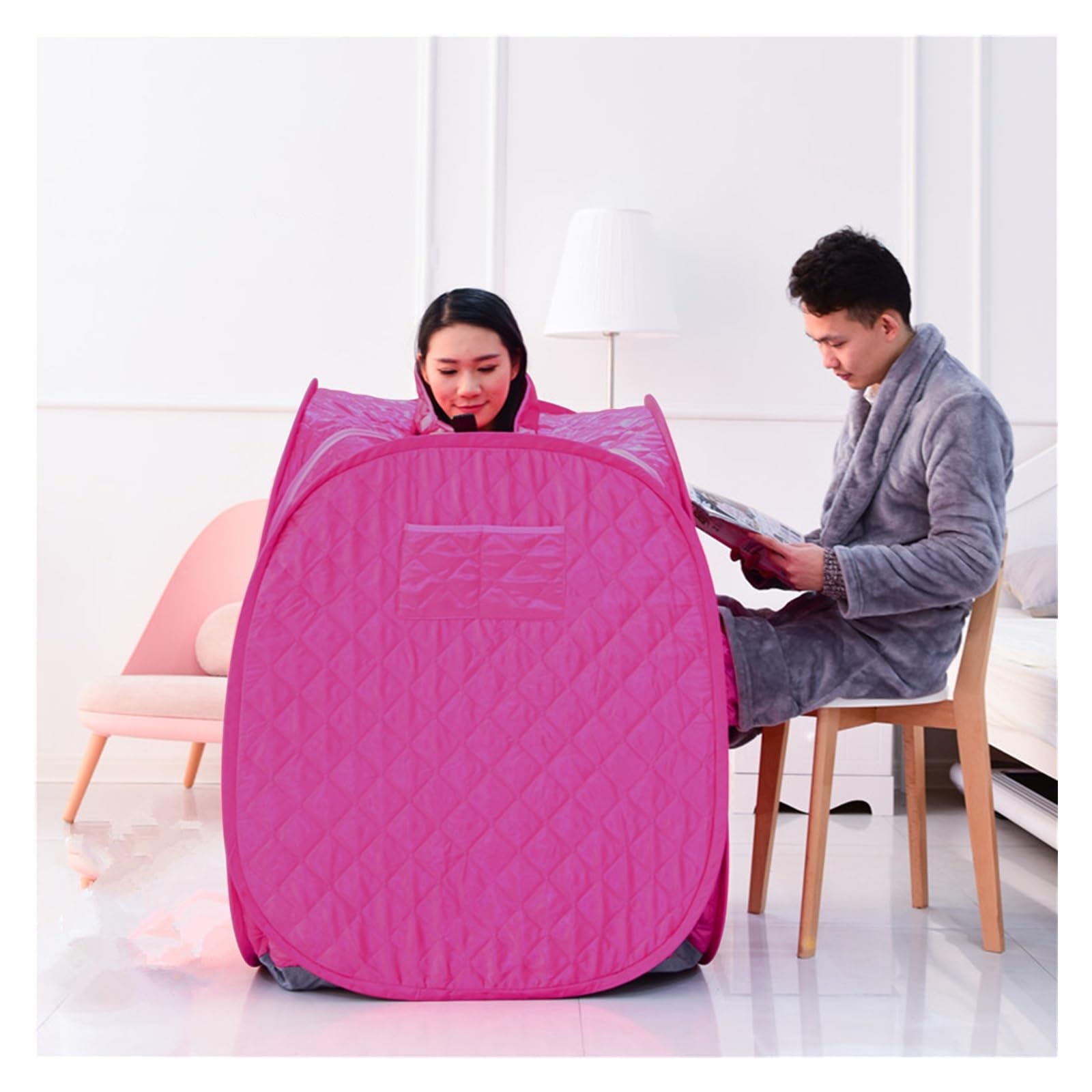 Schnell erhitzende Heimsauna, Tragbares persönliches Sauna-Zelt, zusammenklappbares SPA-Dampf-Sauna-Zelt, schnell erhitzendes Doppelreißverschluss-Ganzkörper-Warm-Mini-Sauna-Werkzeug Leicht zusammenkl Garten